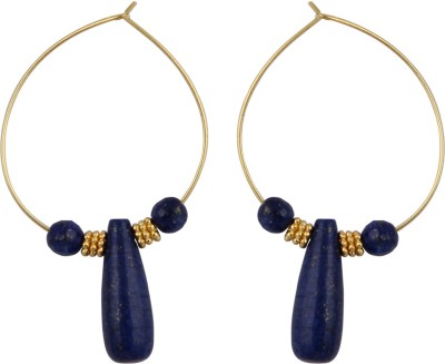 Pearlz Ocean Delicate Lapis Lazuli Alloy Hoop Earring