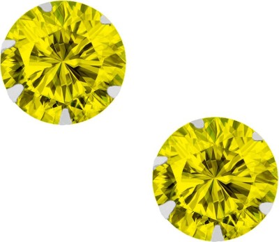 PeenZone 92.5 Silver Yellow Cubic Zirconia Sterling Silver Stud Earring