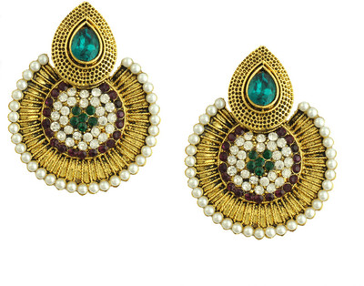 

Luxor Designer Green Color Earrings Diamond Alloy Dangle Earring