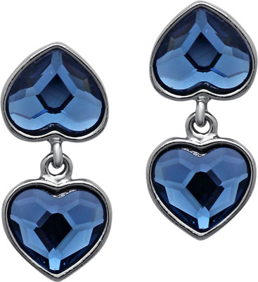 

Mahi Blue Heart Crystal Alloy Dangle Earring