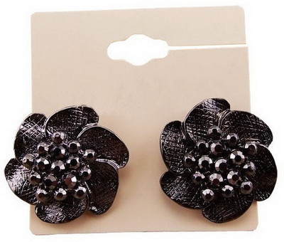 

Oomph Black Crystal Fashion Jewellery for Women, Girls & Ladies Metal Stud Earring
