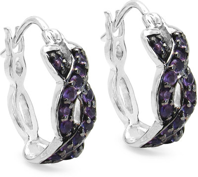 

Johareez Fashion Amethyst Sterling Silver Huggie Earring