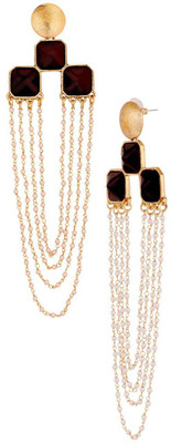 

Grandiose Grandiose Long Statement Dangler Evening Wear Black Stone Dangling Earrings for Women Stone Dangle Earring