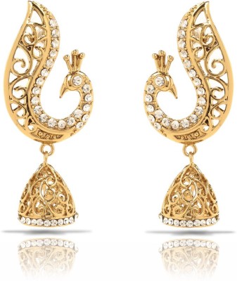 OVIYA White Peacock Crystal Alloy, Brass Drops & Danglers