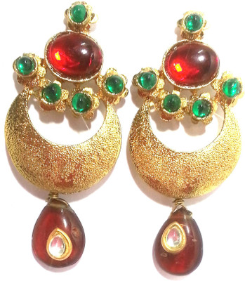 

Kshitij Jewels Kundan Polki Range Alloy Chandbali Earring