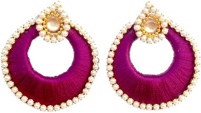 TrendyTrendy TrendyTrendy Silk Thread Jhumka-Purple chandbali Plastic Jhumki Earring available at flipkart for Rs.120