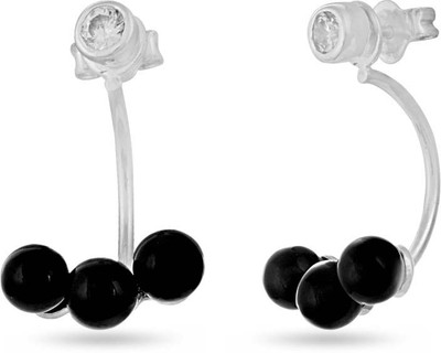 

LeCalla Black Stone Back Lobe Earrings Sterling Silver Stud Earring