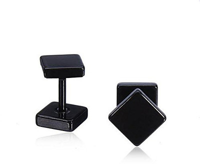 

GemRoute 8 mm Black Square Stainless Steel Stud Earring