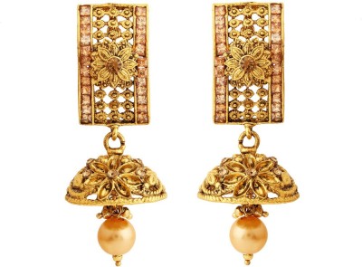 rajwada arts Gold colored Designer Brass Drops & Danglers