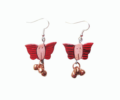 Juhi Malhotra Bright Butterflies Wood Drop Earring
