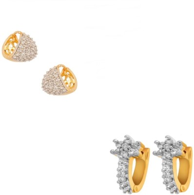 JEWELS GURU Just Like Diamond Cubic Zirconia Brass Earring Set