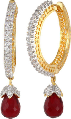 

Affinity Exquisite Round Red Cubic Zirconia Silver, Alloy Hoop Earring