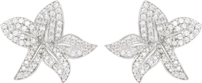 

Exxotic Jewelz Designer Flower Cubic Zirconia Sterling Silver Stud Earring