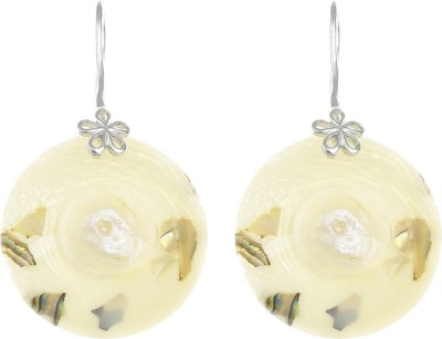 GOLDEN PEACOCK Circular Shell Drop Earring Pearl Alloy Huggie Earring