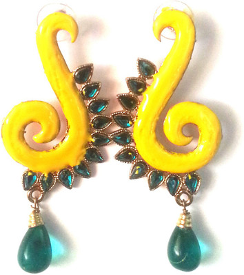 

Kshitij Jewels Meenakari- Azure Color of Heaven Alloy Drop Earring