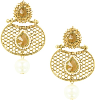 Shining Jewel Fancy Traditional & Trendy Pearl, Crystal Brass Drops & Danglers