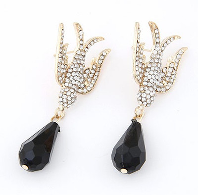 Cinderella Collection By Shining Diva Bebelicious Golden & Black Crystal Alloy Drops & Danglers