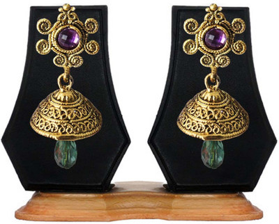 

Being Women Elegant Purple::Green Gold Plated Stone Fashion Alloy Jhumki Earring