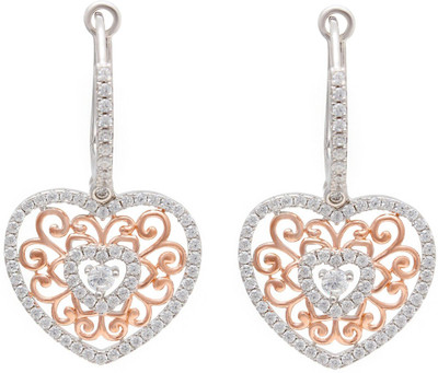 

Ijuels VALENTINE'S SPECIAL HEART Cubic Zirconia Sterling Silver Drop Earring