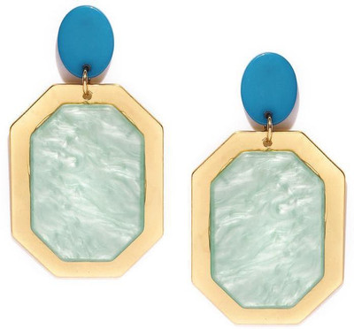 

Blissdrizzle Gold-Toned & Pearly-Green Acrylic Drop Earring