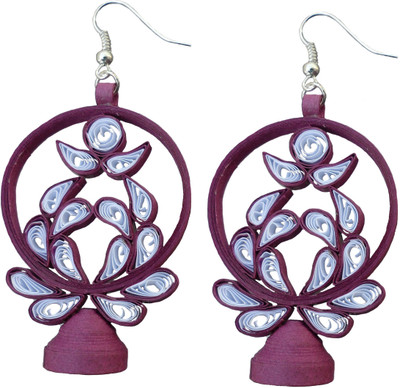 

Designer's Collection Quilled Purple & White Eligent Design Paper Drop Earring
