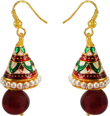 63% OFF on R S Jewels Gold Platede Fish Hook Multi Color Simulated Stone Alloy Jhumki Earring