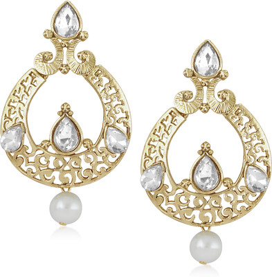 

Meenaz Traditional Earrings Cubic Zirconia, Crystal Alloy Chandbali Earring