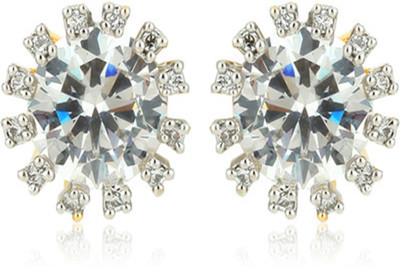 

Affinity Beautiful White Stoned Cubic Zirconia Alloy, Silver Stud Earring