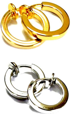 VAISHNAVI Clip On Silver Golden Bali Combo For Non-Pierced Alloy Earring Set VAISHNAVI Clip On Silver Golden Bali Combo For Non-Pierced Alloy Earring Set