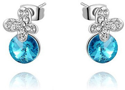 Silver Shoppee Dewdroplet Cubic Zirconia, Crystal Alloy Stud Earring