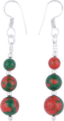 Pearlz Ocean 2.5 Inch Dyed Howlite Multi- Color Small Round Shaped Alloy Drops & Danglers