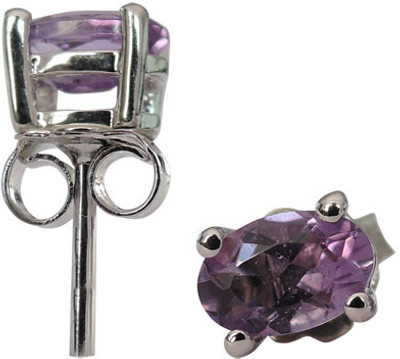 

Pearlz Ocean 0.85 CTS, 6X4mm Oval Shape Genuine Amethyst .925 Silver Stud Earring