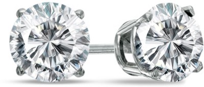 PeenZone 92.5 Silver Diamond look Round Cubic Zirconia Sterling Silver Stud Earring