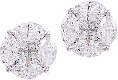 Abhipriya Jewellers Illusion Earrings Yellow Gold 14kt Diamond Stud Earring