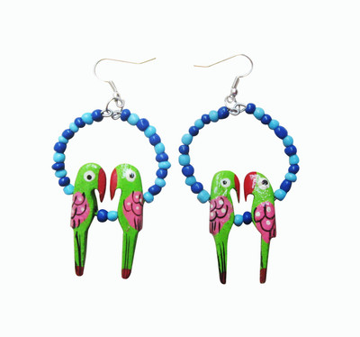 

Juhi Malhotra Green And Blue Beauty Wood Dangle Earring
