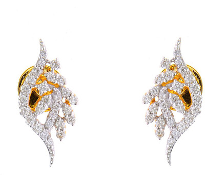 

ZKD Jewels Leaf Flower Yellow Gold 18kt Diamond Stud Earring