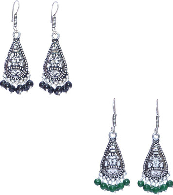 11 Girls Beautiful German Silver Jhumki combo of 2 Alloy Earring Set