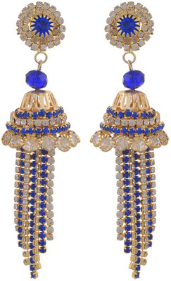 

Blacksmith Turkish Blue Crystal Metal Jhumki Earring