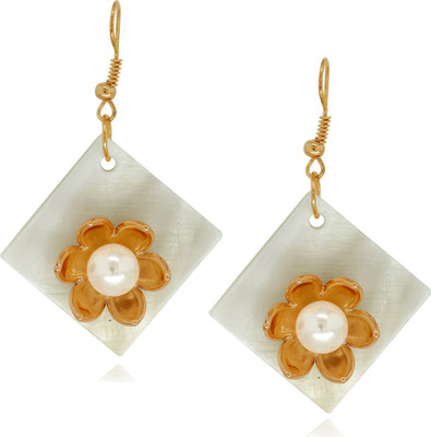 

Spargz Fashionable Floral Design Square Sea Shell Alloy Dangle Earring