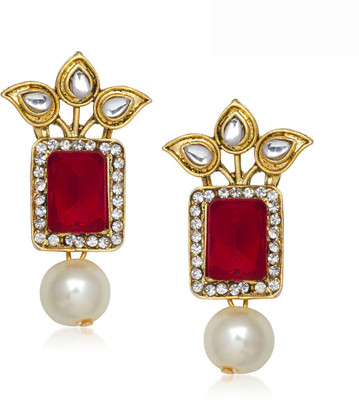 Meenaz Floral Design Cubic Zirconia Alloy Drop Earring