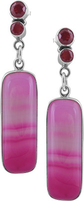 Zivah Urban Chalcedony, Garnet Sterling Silver Drop Earring