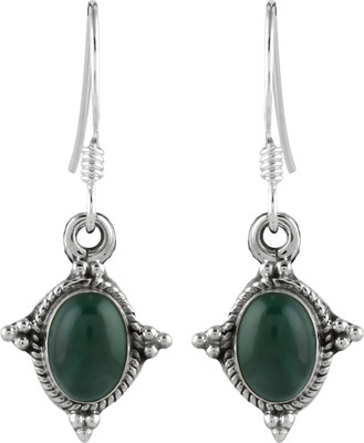 

Abhooshan Precious Stone Jade Sterling Silver Dangle Earring
