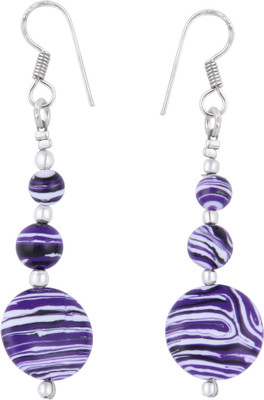 

Pearlz Ocean 2.5 Inch Dyed Howlite Purple Coin and Round Shaped Alloy Dangle Earring