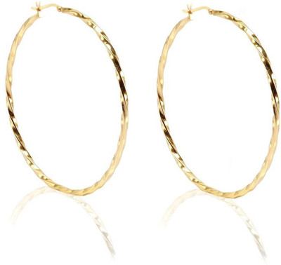 

LeCalla Large Twisted Gold Plated Sterling Silver Hoop Earring