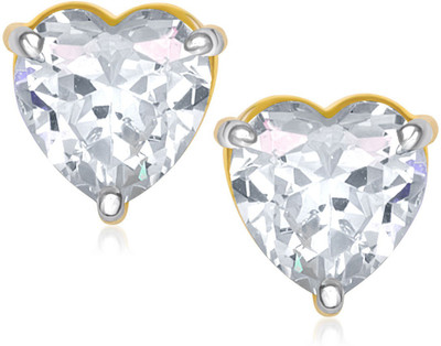 

Meenaz Heart Big Stone Design Gold & Rhodium Cubic Zirconia Alloy Stud Earring