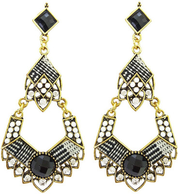 

Mehrunnisa Fashion Black & White Crystal Drop For Girls Metal Drop Earring