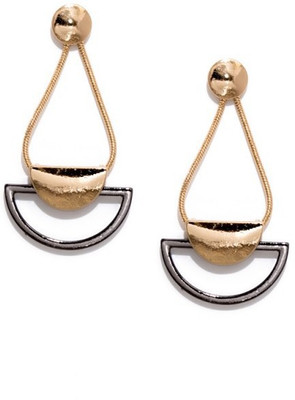 

Oomph Gold & Black Grey Fashion Jewellery Drop for Women & Girls Metal Dangle Earring