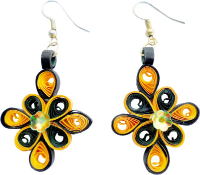 

Designer's Collection Quilled Green & Yellow Paper Drop Earring