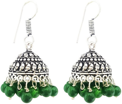 

Mehrunnisa Green Beads Metal Jhumki Earring