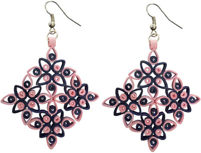 Designer's Collection Festive Pink Blue Paper Dangle Earring